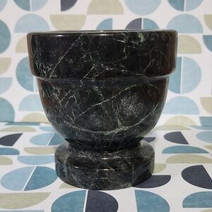 Vintage Green Marble Stemware Stone Cup Chalice Old Goblet